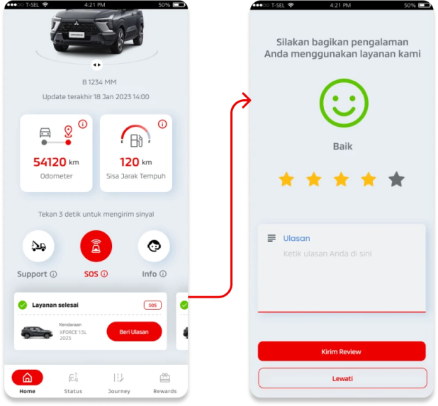 Agen akan menghubungi customer setelah sinyal berhasil diterima dan layanan dapat segera dilakukan di lokasi yang telah ditentukan. Customer bisa melihat riwayat layanan hingga status layanan dinyatakan selesai.