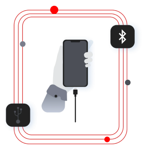 Hubungkan smartphone dengan kabel data atau bluetooth.